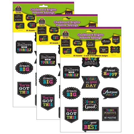 Teacher Created Resources Chalkboard Brights Positive Sayings Accents, 30 Pieces, PK3 TCR5576